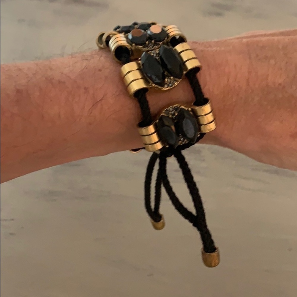 J Crew Gold & Black Adjustable Rope Bracelet​​​​​​​​ - Picture 3 of 4